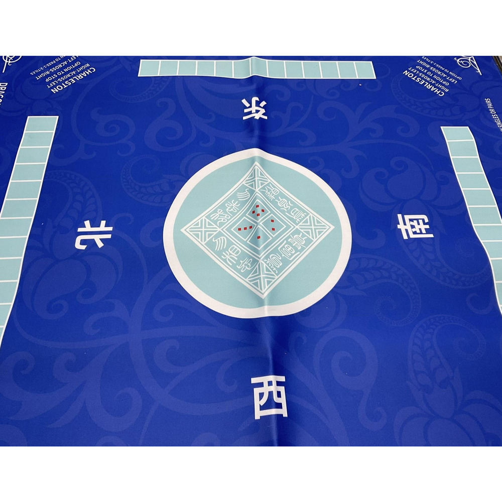 Mahjong‎ Table Square Mat Blue Tile Game Charleston Dragons Dominoes Accessory